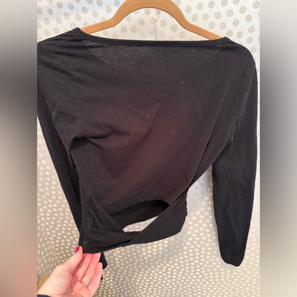 Z Supply Black Long Sleeve Crop Top with Twist Back - Picture 5 of 5